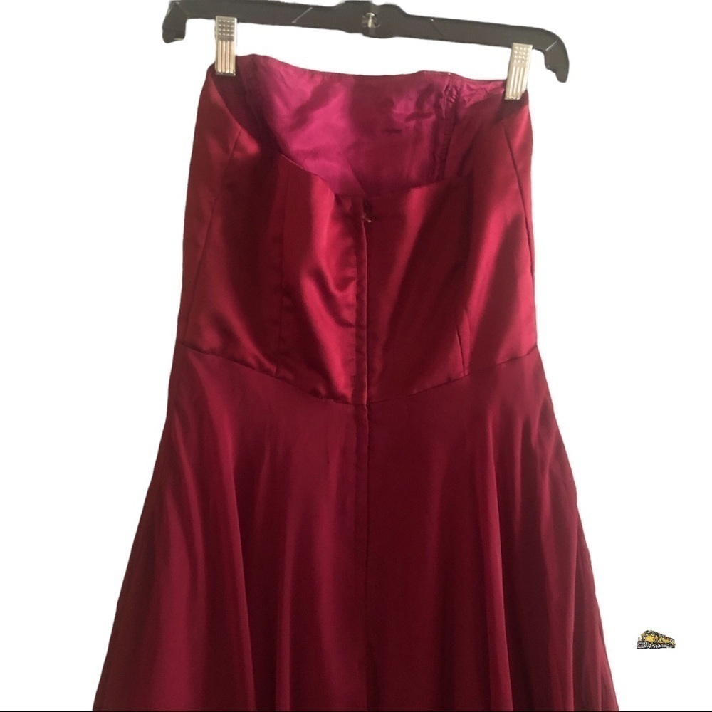 Jim Hjelm Occasions Strapless women’s Size 12 burgundy Rose Chiffon Full Length - Picture 4 of 12